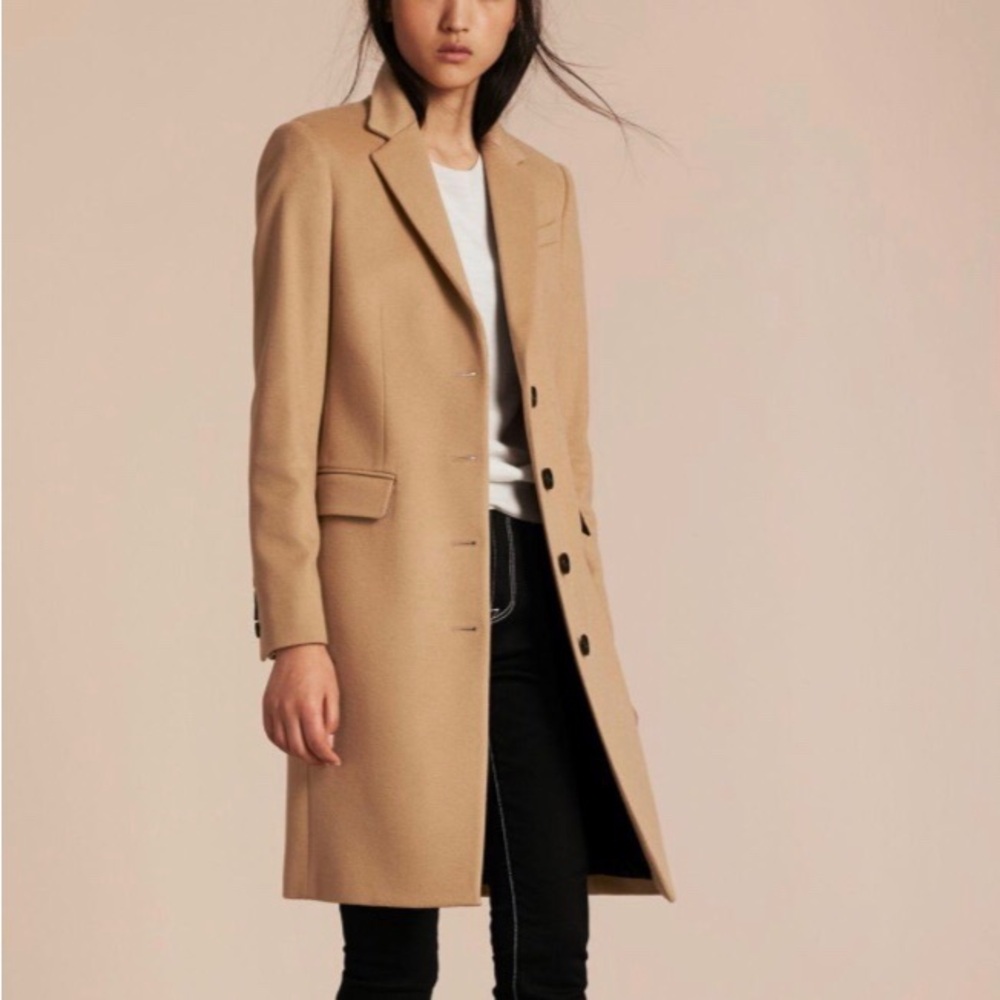 Burberry Classic Cashmere Tan Trench Coat Slim Fit